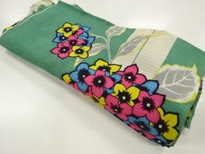 アンティーク　絽あじさい模様着物洗い張り